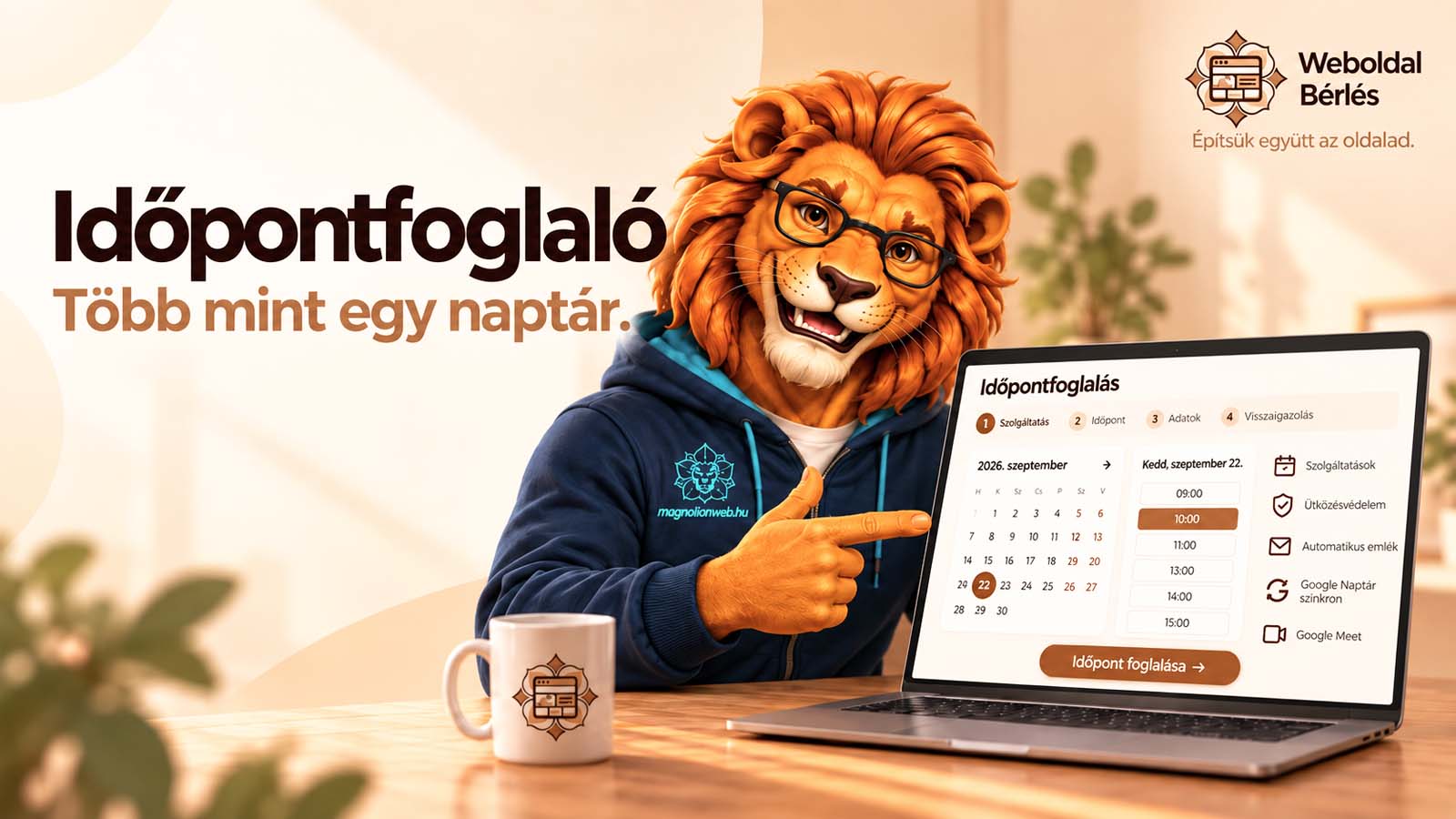 Online időpontfoglaló Google Naptár és Google Meet támogatással
