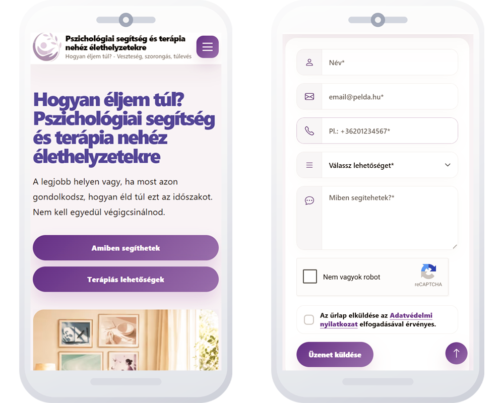 Hogyan éljem túl? mobilnézet és egyszerű kapcsolatfelvételi út