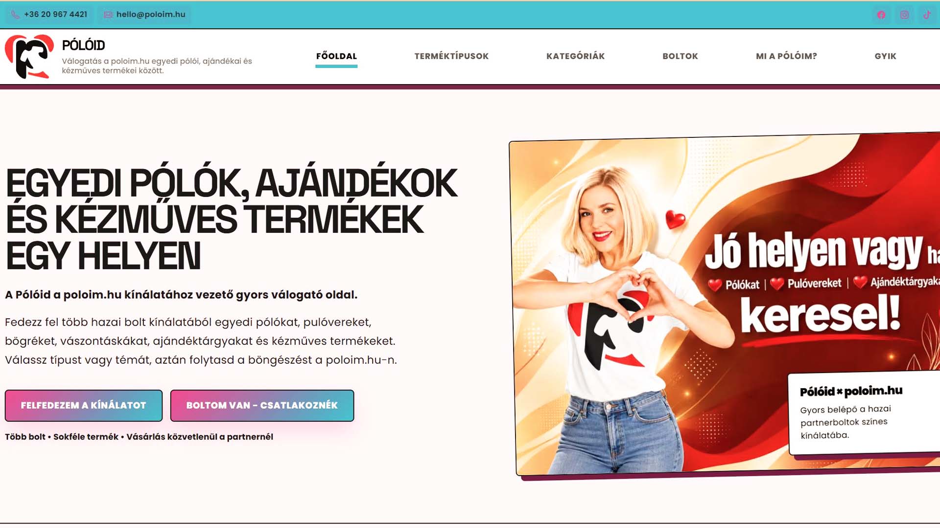 Pólóid termékválogató weboldal - egyedi pólók és ajándékok